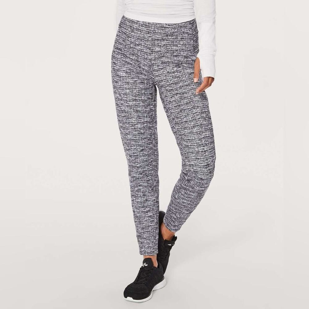 Lululemon Run On Jogger 28" Stretch Active Pants Ringspun Denim Black White 6